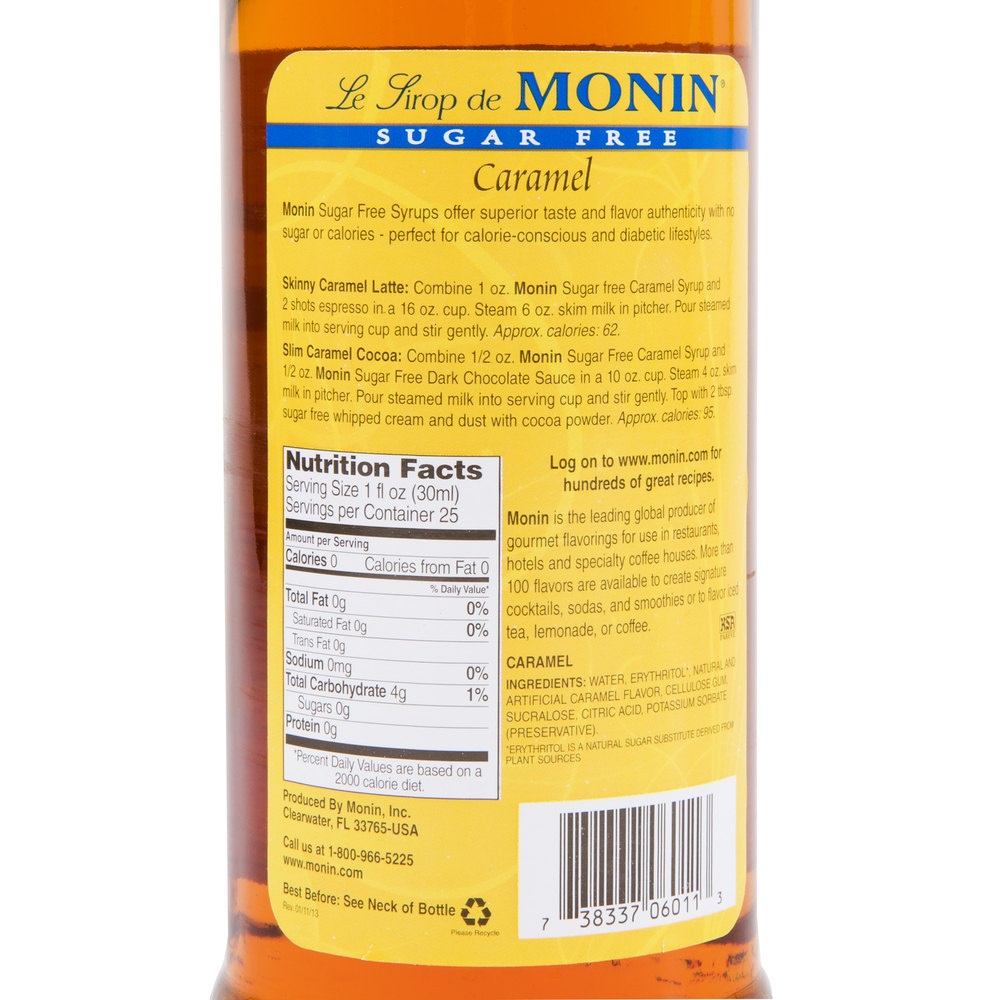Monin Syrup SUGAR FREE Caramel eBay